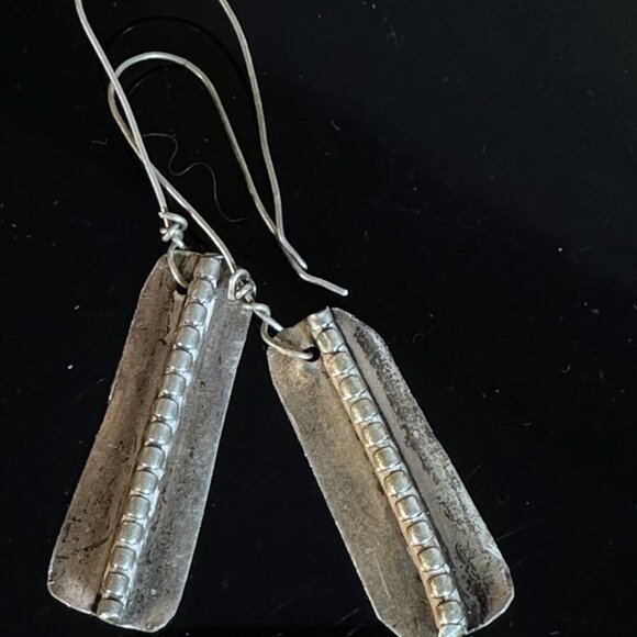 Sterling Silver 925 Pea Pod Drop Earrings Drop Dangle Handmade Artisan Boho - Picture 5 of 7